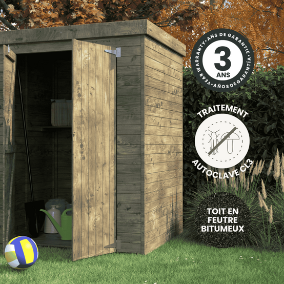 Armoire de jardin en bois traité à toit plat av plancher Theofil - Image 3