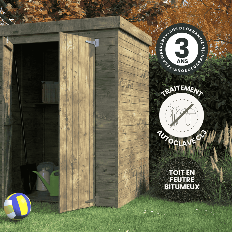 Armoire de jardin en bois traité à toit plat av plancher Theofil - Image 3