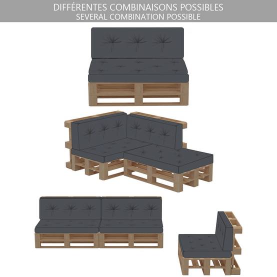 Lot de 2 Coussins pour palettes en bois gris - Image 6