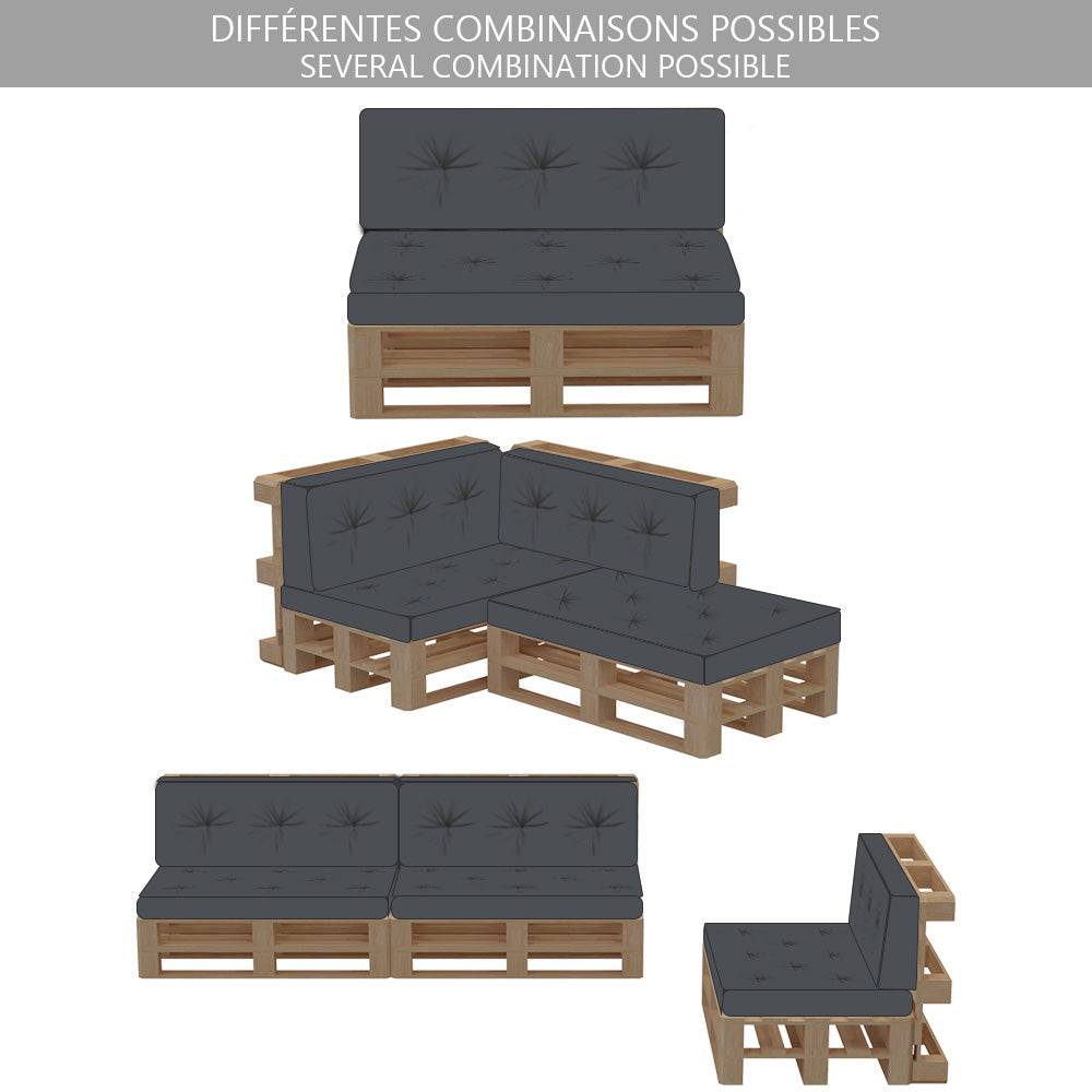 Lot de 2 Coussins pour palettes en bois gris - Image 6