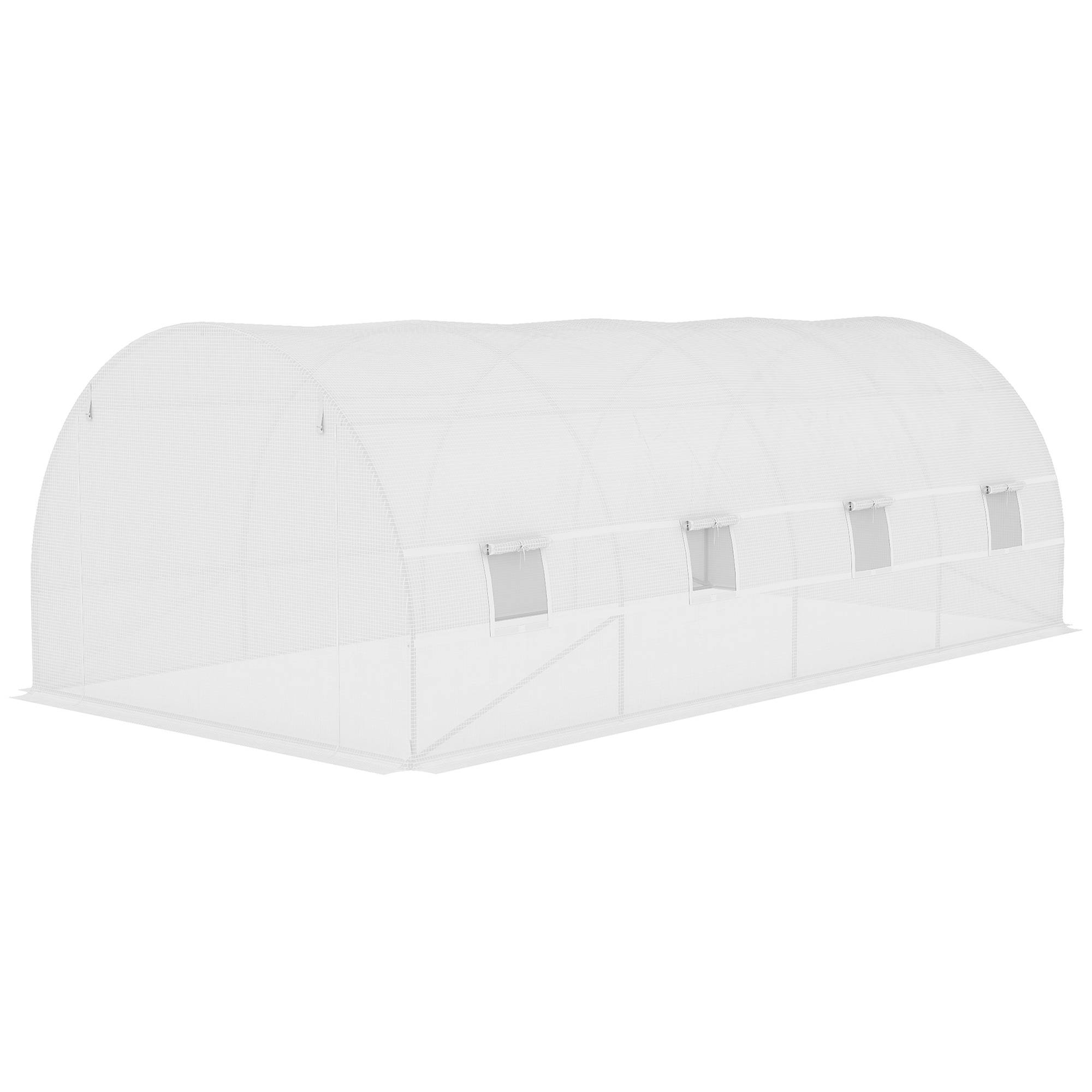 Outsunny - Bâche de rechange serre tunnel 18 m², bâche dim. 6L x 3l x 2H m PE anti-UV imperméable 12 fenêtres + porte enroulable zippée blanc - Outsunny - Imagen 7