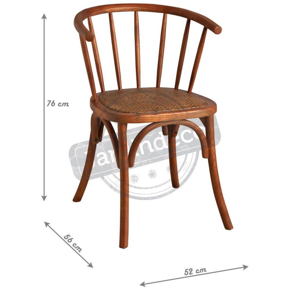 Aubry Gaspard - Chaise en hêtre et rotin, avec dossier rond - Imagen 3