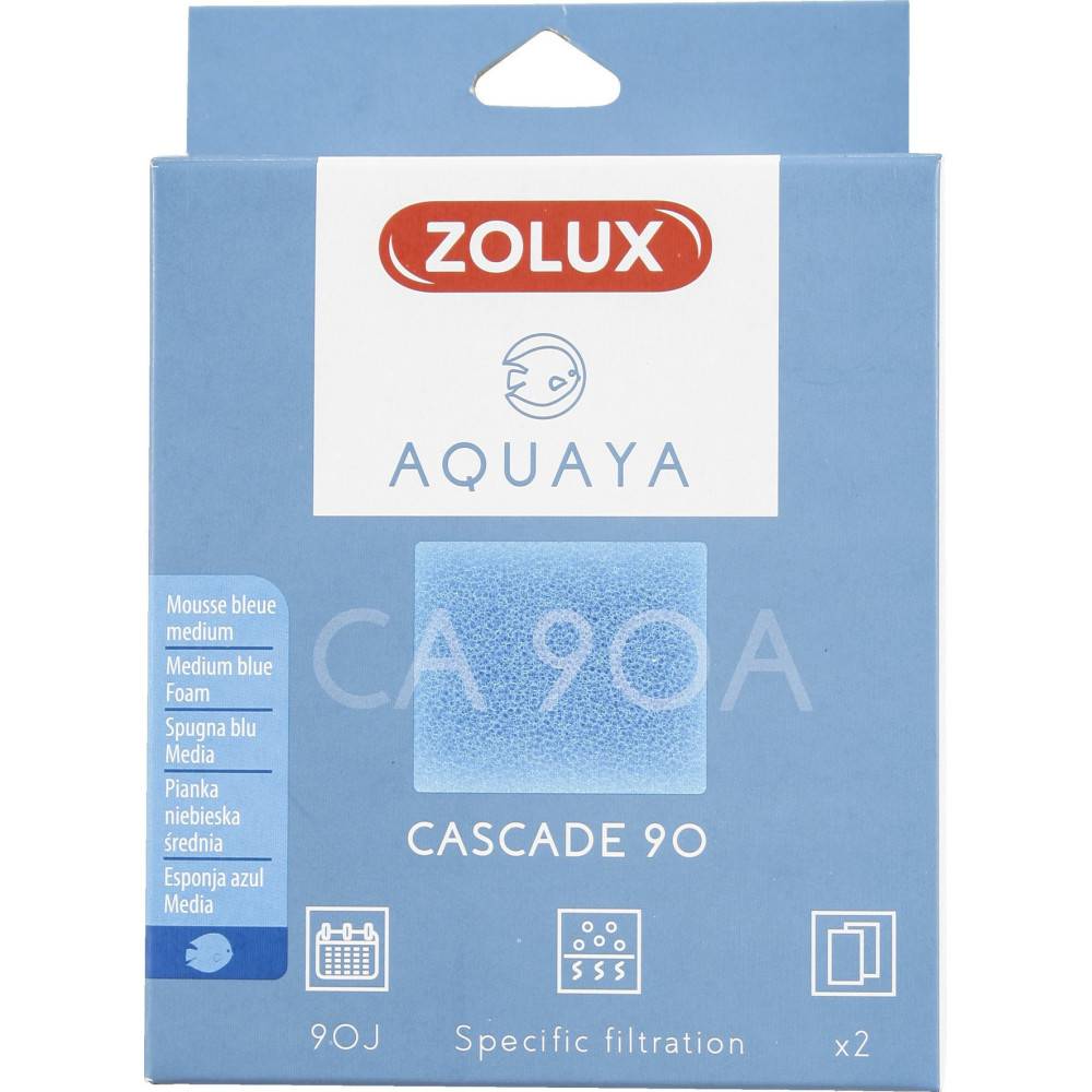 Zolux - Filtre pour pompe cascade 90, filtre CA 90 A mousse bleue medium x2. pour aquarium. - Image 1