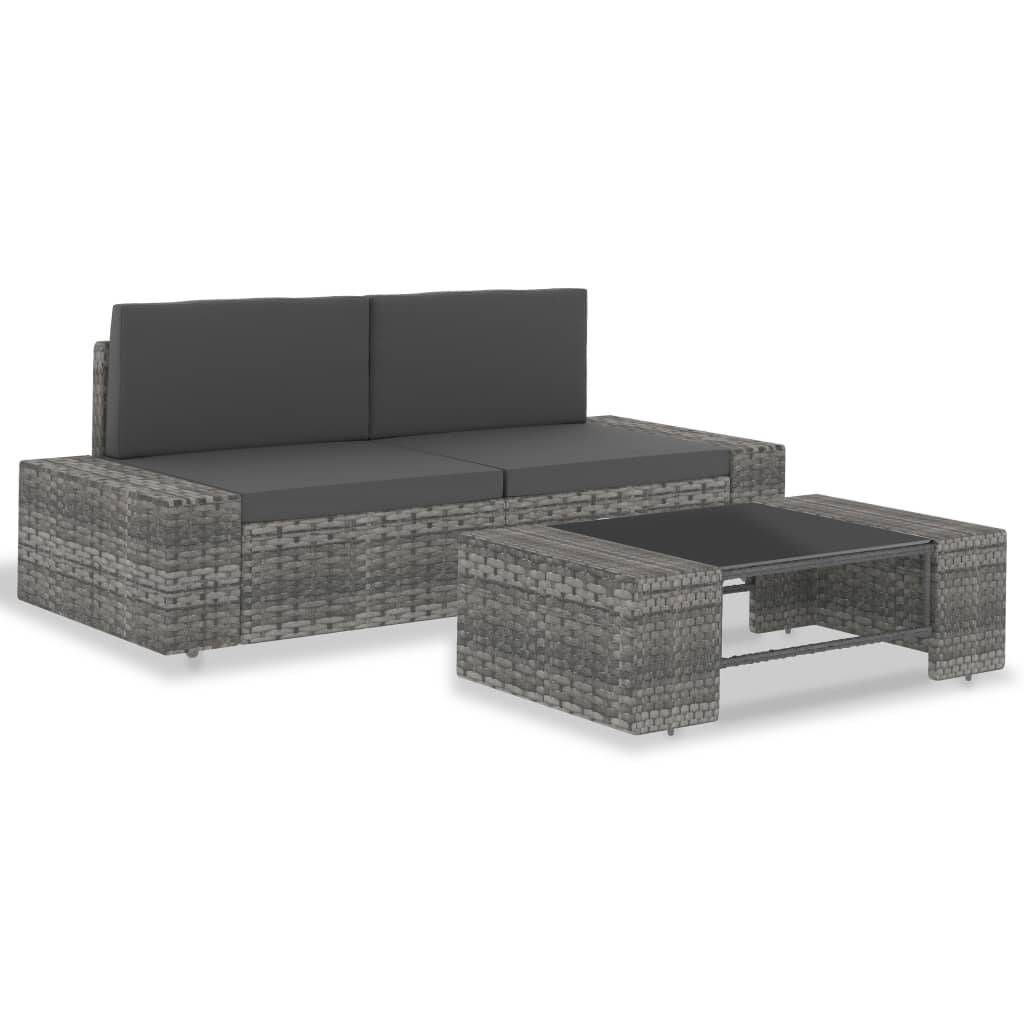 Vidaxl - Salon de jardin 3 pcs Résine tressée Gris vidaXL 49527 - Imagen 1