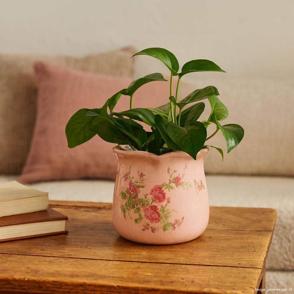 ° Cache-pot en céramique rose Ø.15.5 x 14.5 cm Chemin de campagne - Imagen 2