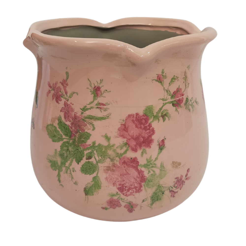° Cache-pot en céramique rose Ø.15.5 x 14.5 cm Chemin de campagne - Imagen 1