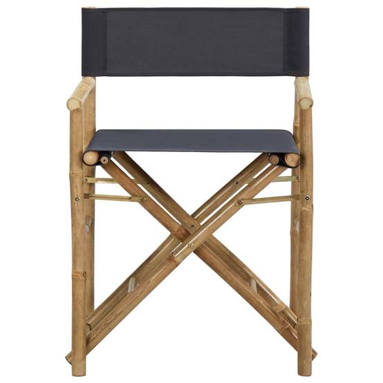 Chaises pliables de directeur Bambou et tissu Gris foncé 60 x 45 x 88 cm (lot de 2) - PANGIVO - Image 3