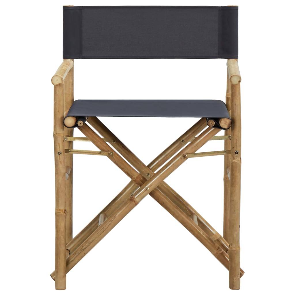 Chaises pliables de directeur Bambou et tissu Gris foncé 60 x 45 x 88 cm (lot de 2) - PANGIVO - Image 3
