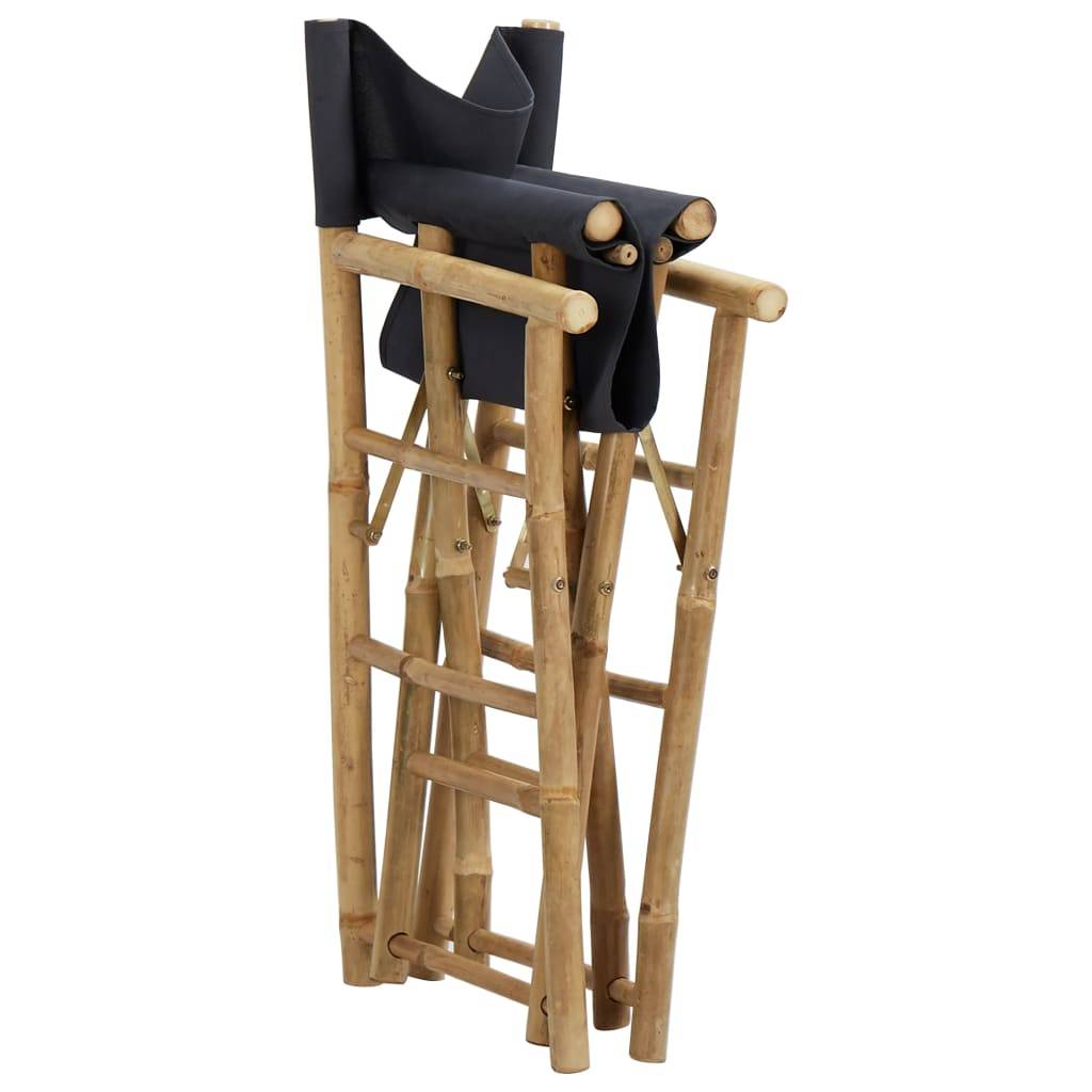 Chaises pliables de directeur Bambou et tissu Gris foncé 60 x 45 x 88 cm (lot de 2) - PANGIVO - Image 6