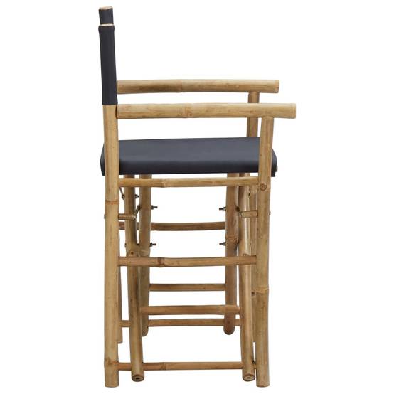 Chaises pliables de directeur Bambou et tissu Gris foncé 60 x 45 x 88 cm (lot de 2) - PANGIVO - Image 4