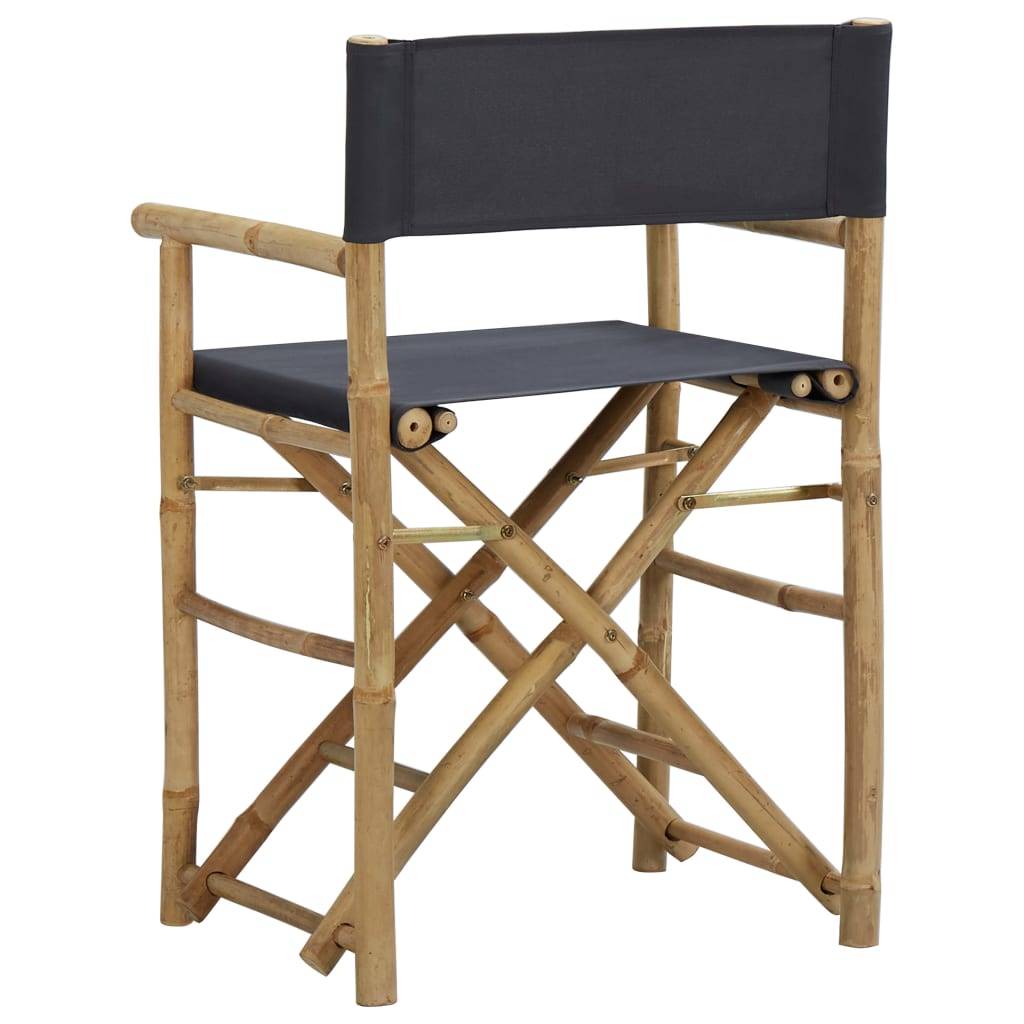 Chaises pliables de directeur Bambou et tissu Gris foncé 60 x 45 x 88 cm (lot de 2) - PANGIVO - Image 5