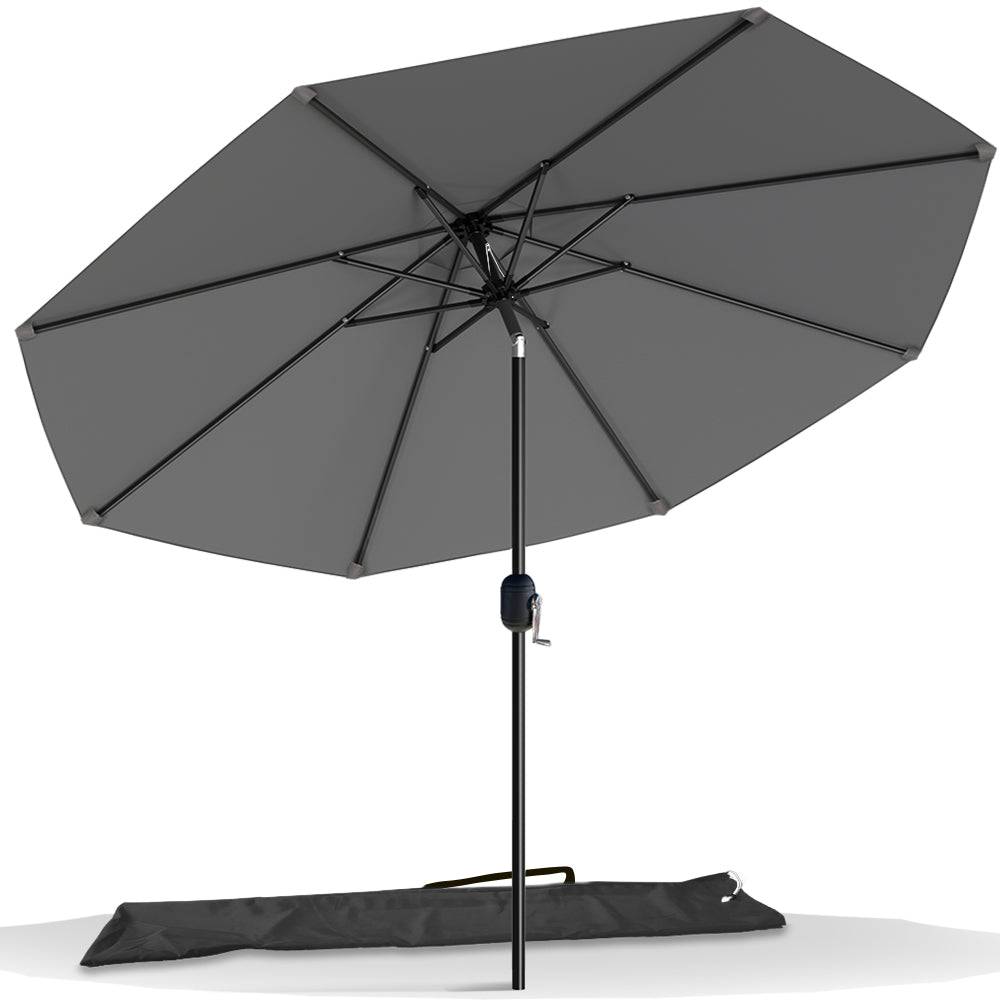 Vounot - Parasol inclinable 2.70 x 2.40m avec housse de protection gris - Image 1