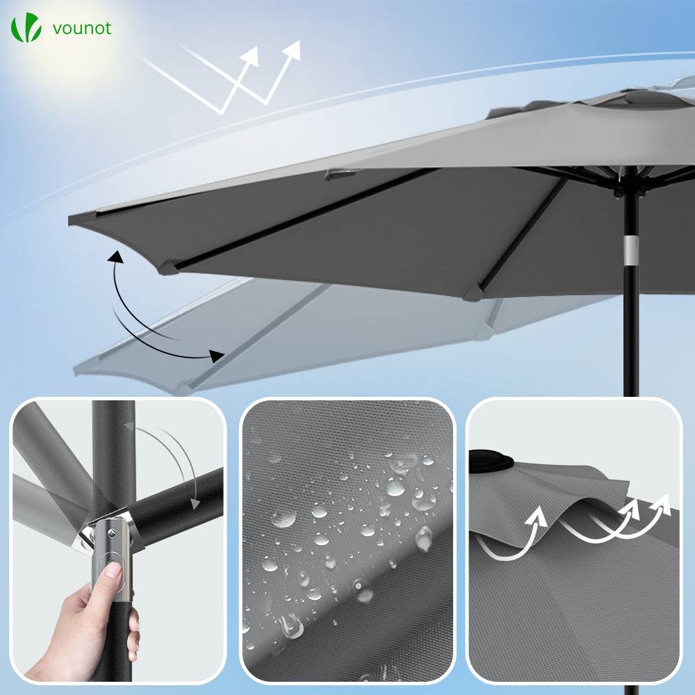 Vounot - Parasol inclinable 2.70 x 2.40m avec housse de protection gris - Image 2
