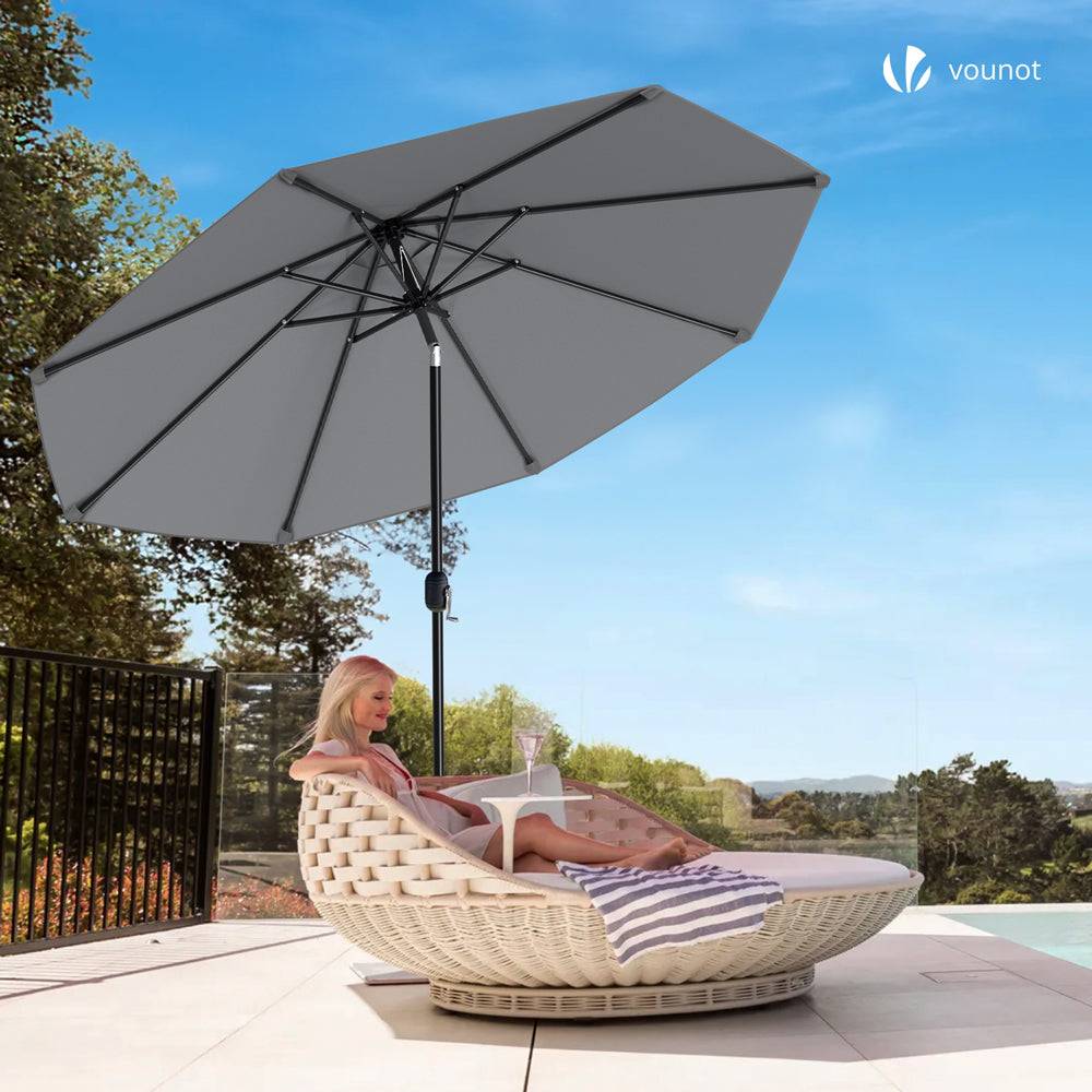 Vounot - Parasol inclinable 2.70 x 2.40m avec housse de protection gris - Image 5
