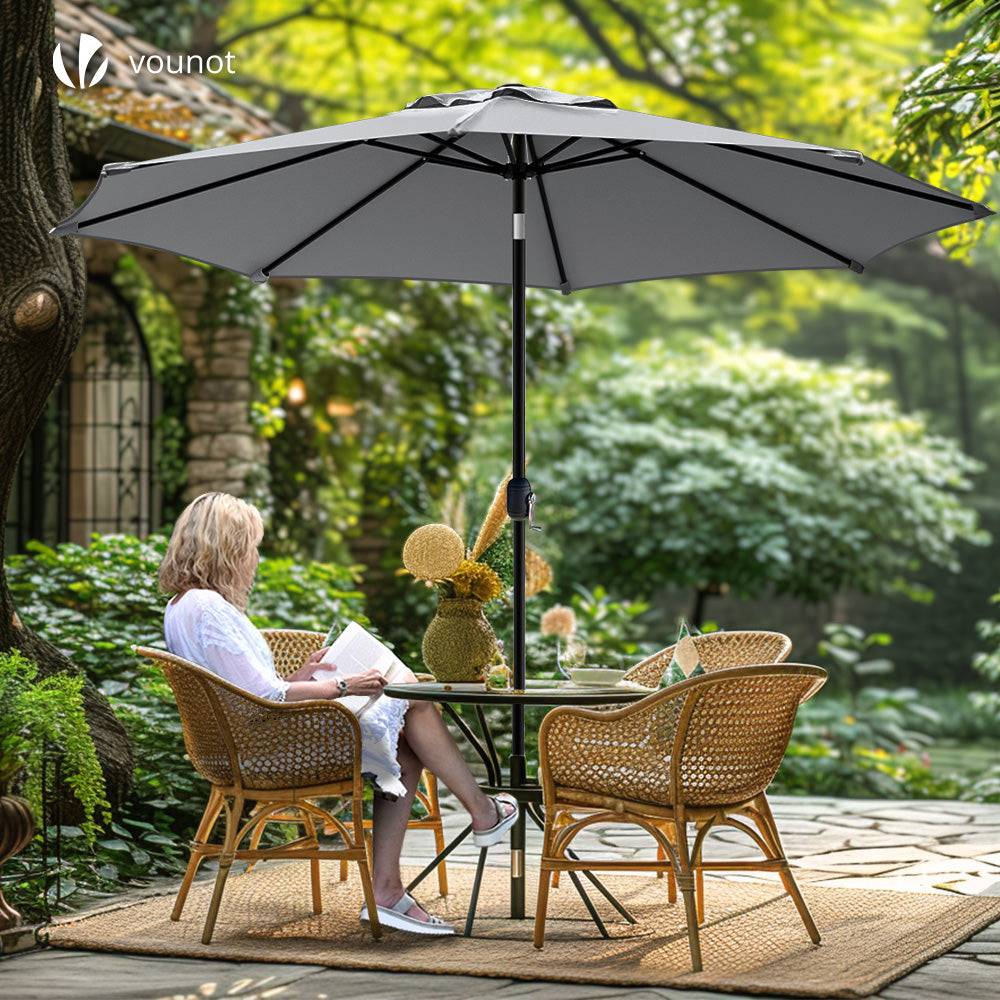 Vounot - Parasol inclinable 2.70 x 2.40m avec housse de protection gris - Image 7
