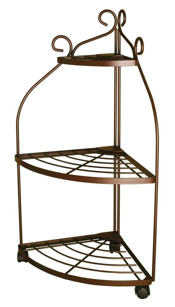 Louis Moulin - Etagère volutes d'angle, fer vieilli - 39 x 39 x 92 cm - Acier époxy Louis Moulin