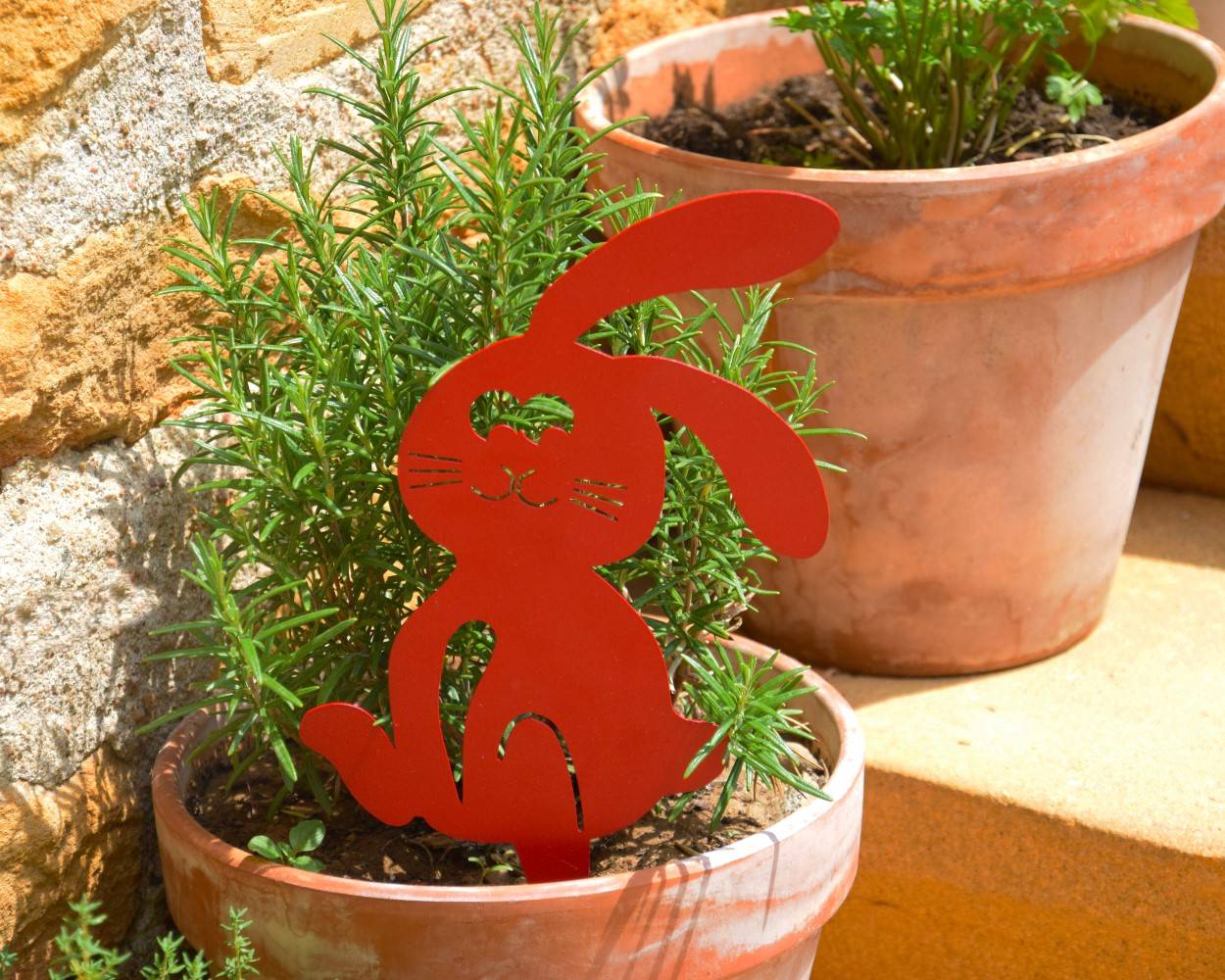 Louis Moulin - Figurine à piquer lapin rouge - 21x18 cm - Acier époxy Louis Moulin - Imagen 5