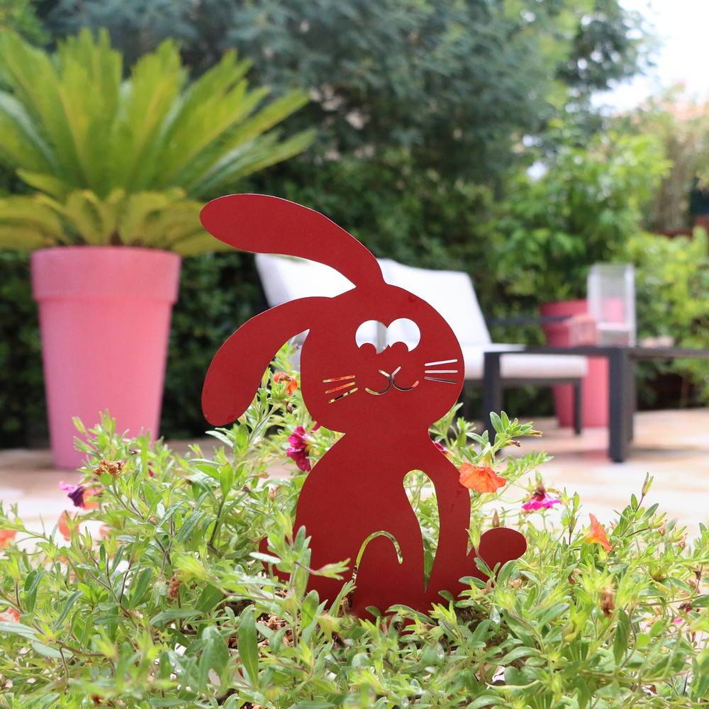 Louis Moulin - Figurine à piquer lapin rouge - 21x18 cm - Acier époxy Louis Moulin - Imagen 4