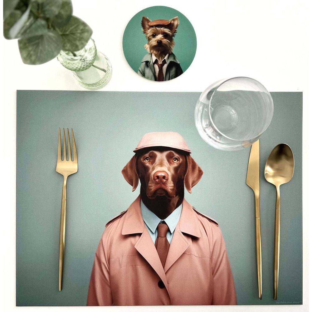 Ensemble sets de table et dessous de verre Funny Dogs Lot de 4 sets de table et 6 dessous de verre motifs assortis - Imagen 3