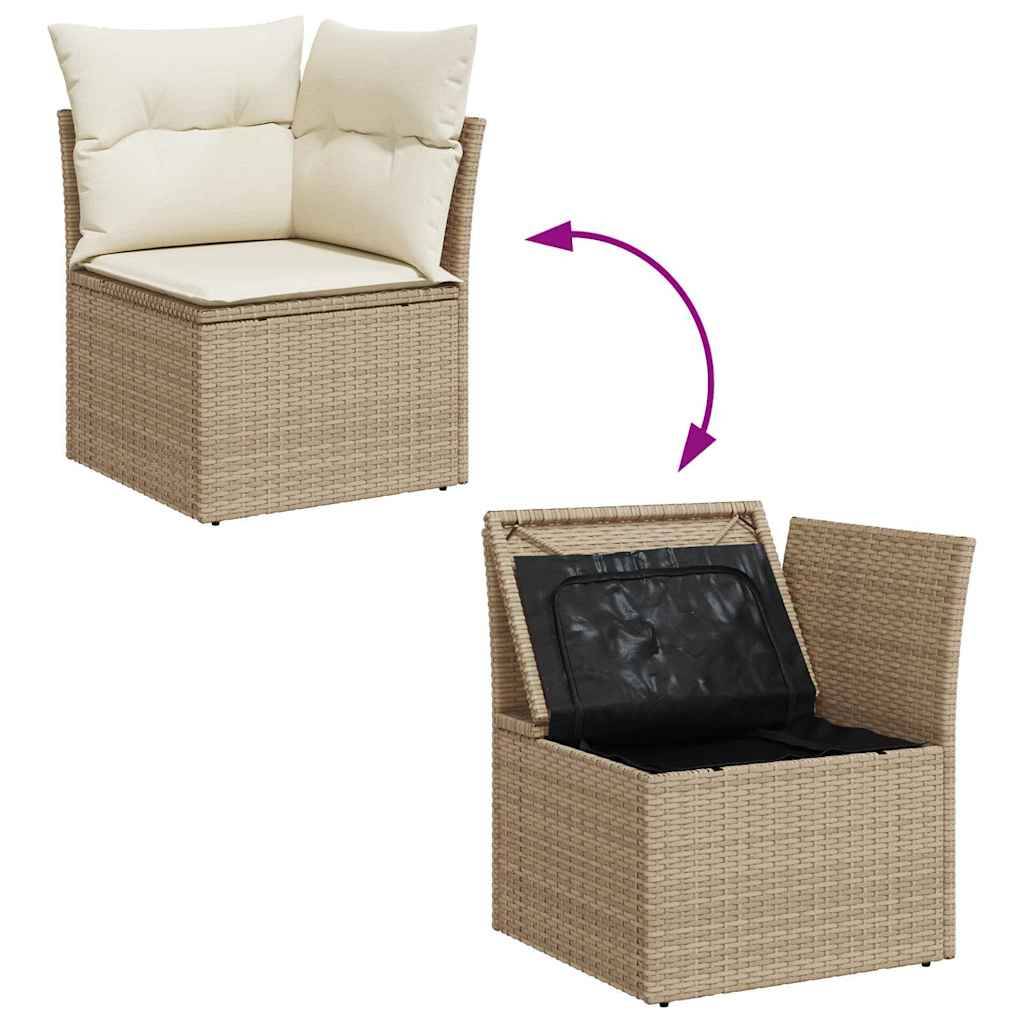 Salon de jardin 4 places résine tressée avec table ajustable et rangements Beige – ComfortXL Outdoor Living - Image 8
