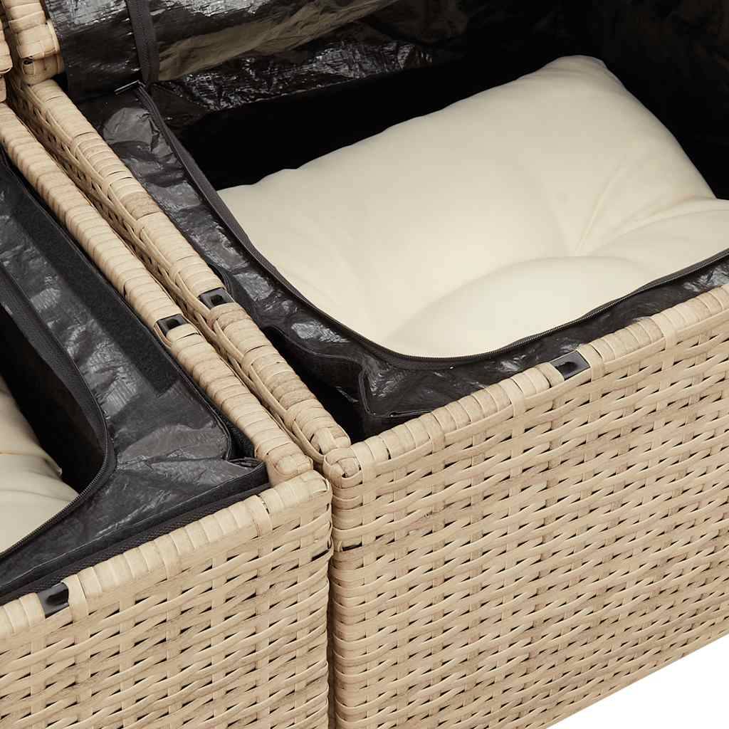 Salon de jardin 4 places résine tressée avec table ajustable et rangements Beige – ComfortXL Outdoor Living - Image 5