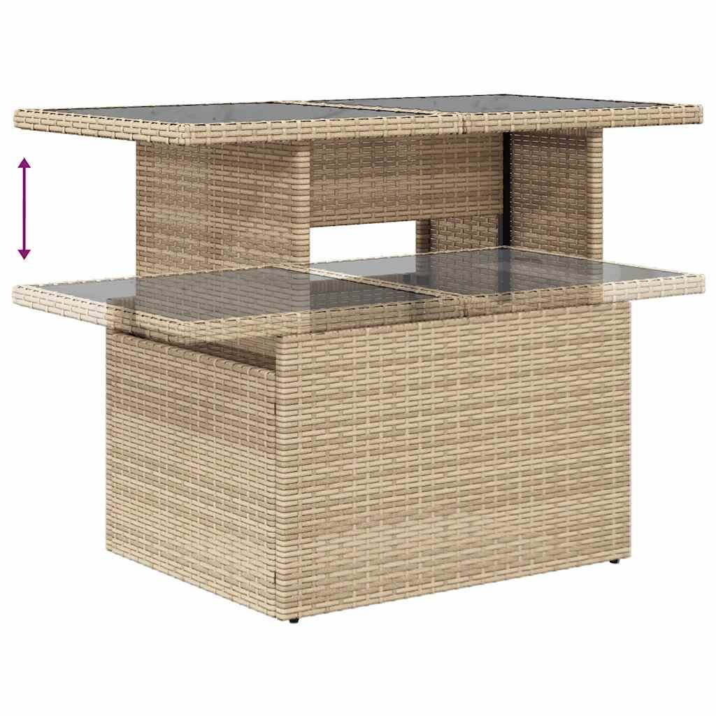 Salon de jardin 4 places résine tressée avec table ajustable et rangements Beige – ComfortXL Outdoor Living - Image 10