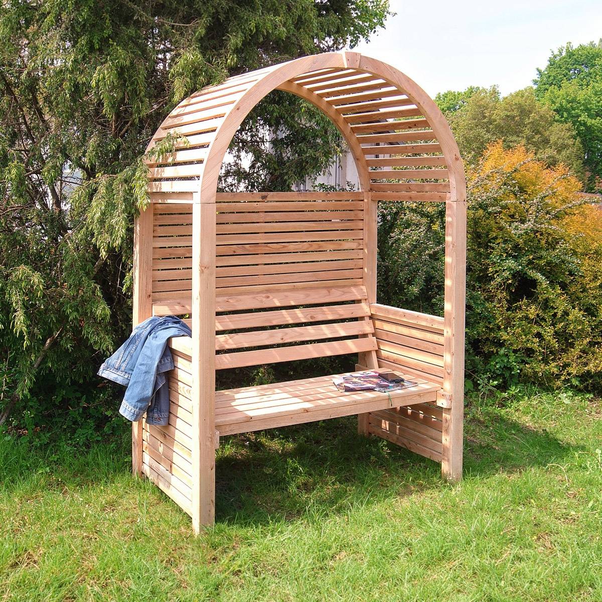Banc de jardin avec arche en bois - Cémonjardin - Image 2