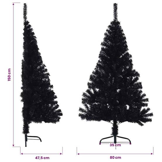 Vidaxl - Demi sapin de Noël artificiel avec support Noir 150 cm PVC vidaXL 344676 - Image 3