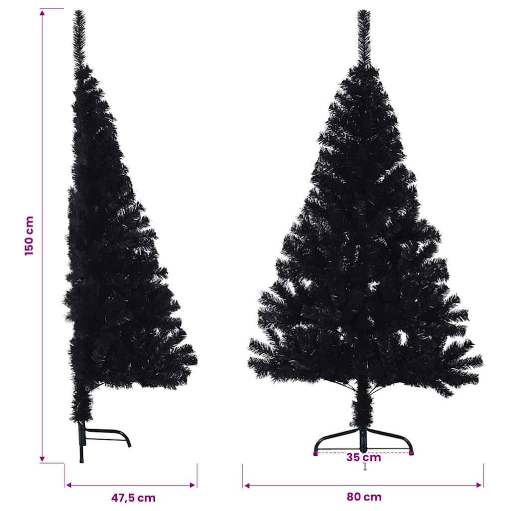 Vidaxl - Demi sapin de Noël artificiel avec support Noir 150 cm PVC vidaXL 344676 - Image 3