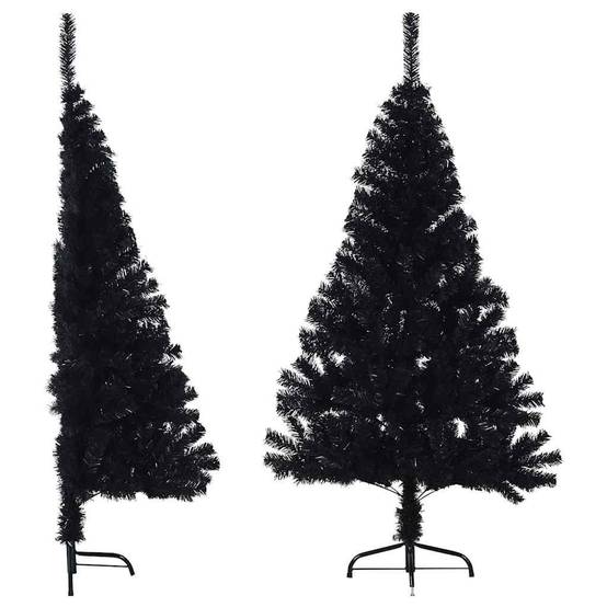Vidaxl - Demi sapin de Noël artificiel avec support Noir 150 cm PVC vidaXL 344676 - Image 2