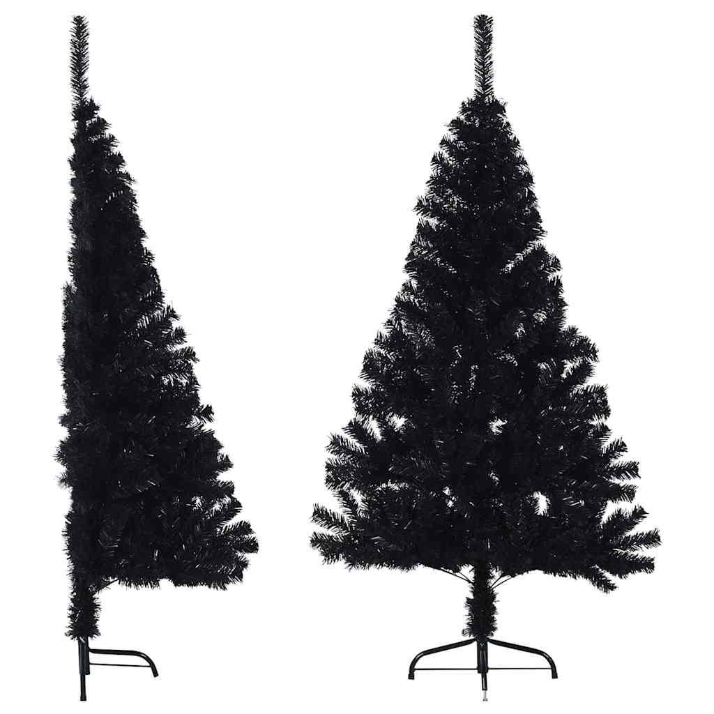Vidaxl - Demi sapin de Noël artificiel avec support Noir 150 cm PVC vidaXL 344676 - Image 2