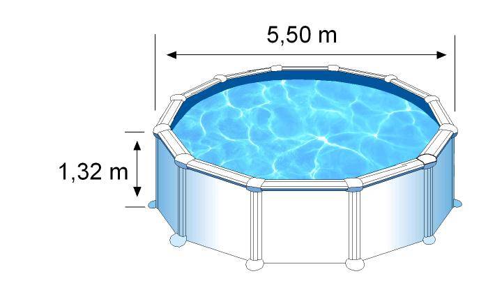 Gre Pools - Piscine ronde acier Ø5,70m x H: 1,32m - Filtration à sable - Image 2