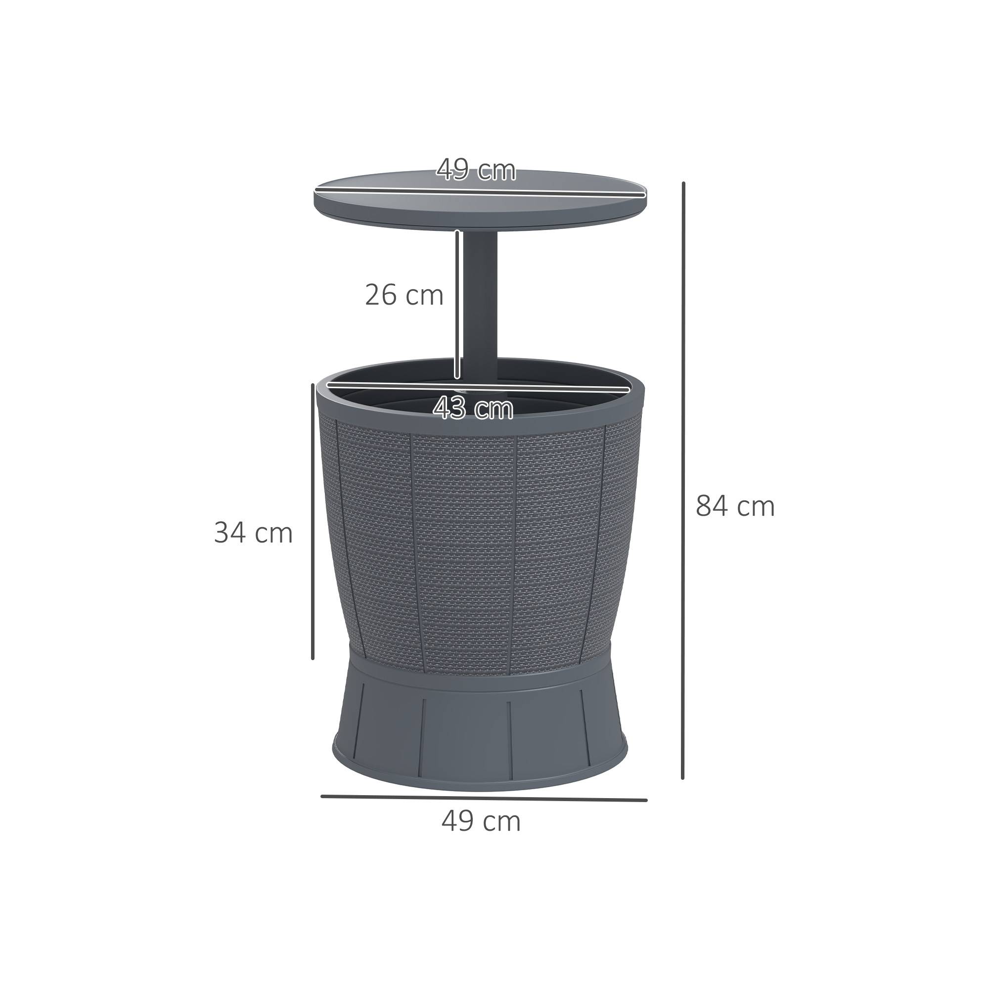 Table glacière 41L 3-en-1 polypropylène pour jardin hauteur ajustable seau à glace gris - ComfortXL Outdoor Living - Image 5