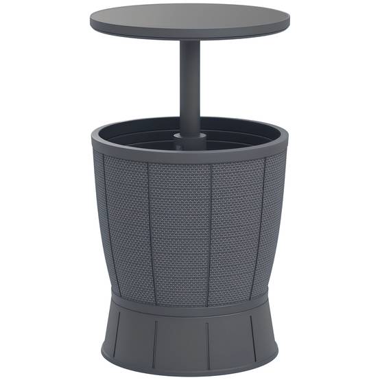 Table glacière 41L 3-en-1 polypropylène pour jardin hauteur ajustable seau à glace gris - ComfortXL Outdoor Living - Image 1