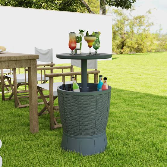 Table glacière 41L 3-en-1 polypropylène pour jardin hauteur ajustable seau à glace gris - ComfortXL Outdoor Living - Image 4