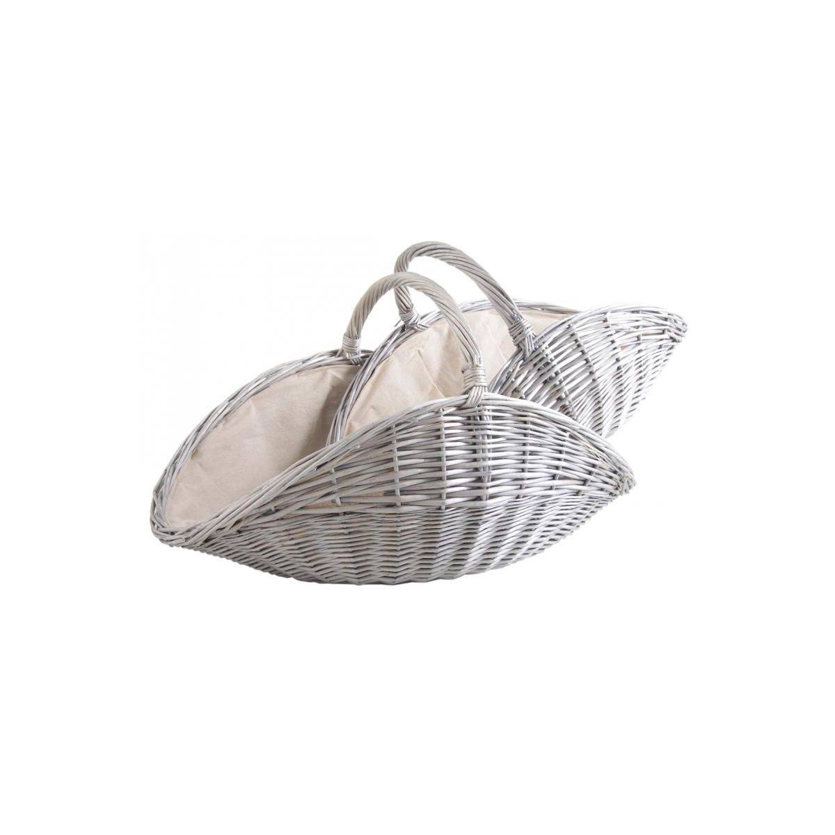 Aubry Gaspard - Paniers à bûches en osier gris et jute (lot de 2) Ovale - Imagen 1