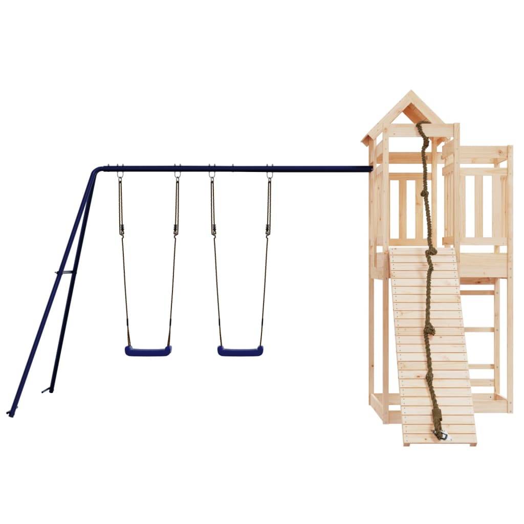Helloshop26 - Aire de jeux d'extérieur mur d'escalade balançoire robuste jeux jardin 361 x 282 x 238 cm bois de pin massif - Imagen 3