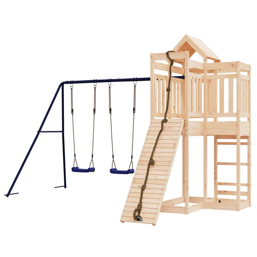 Helloshop26 - Aire de jeux d'extérieur mur d'escalade balançoire robuste jeux jardin 361 x 282 x 238 cm bois de pin massif - Imagen 1