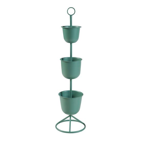 Porte-plantes style intemportel support 110 x 28 cm 3 cache-pots vert - Image 1