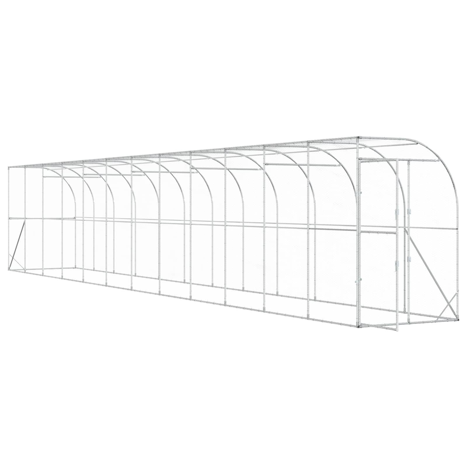 Vidaxl - Poulailler contre le mur Argenté 600 x 150 x 215 cm vidaXL 3434720 - Image 4