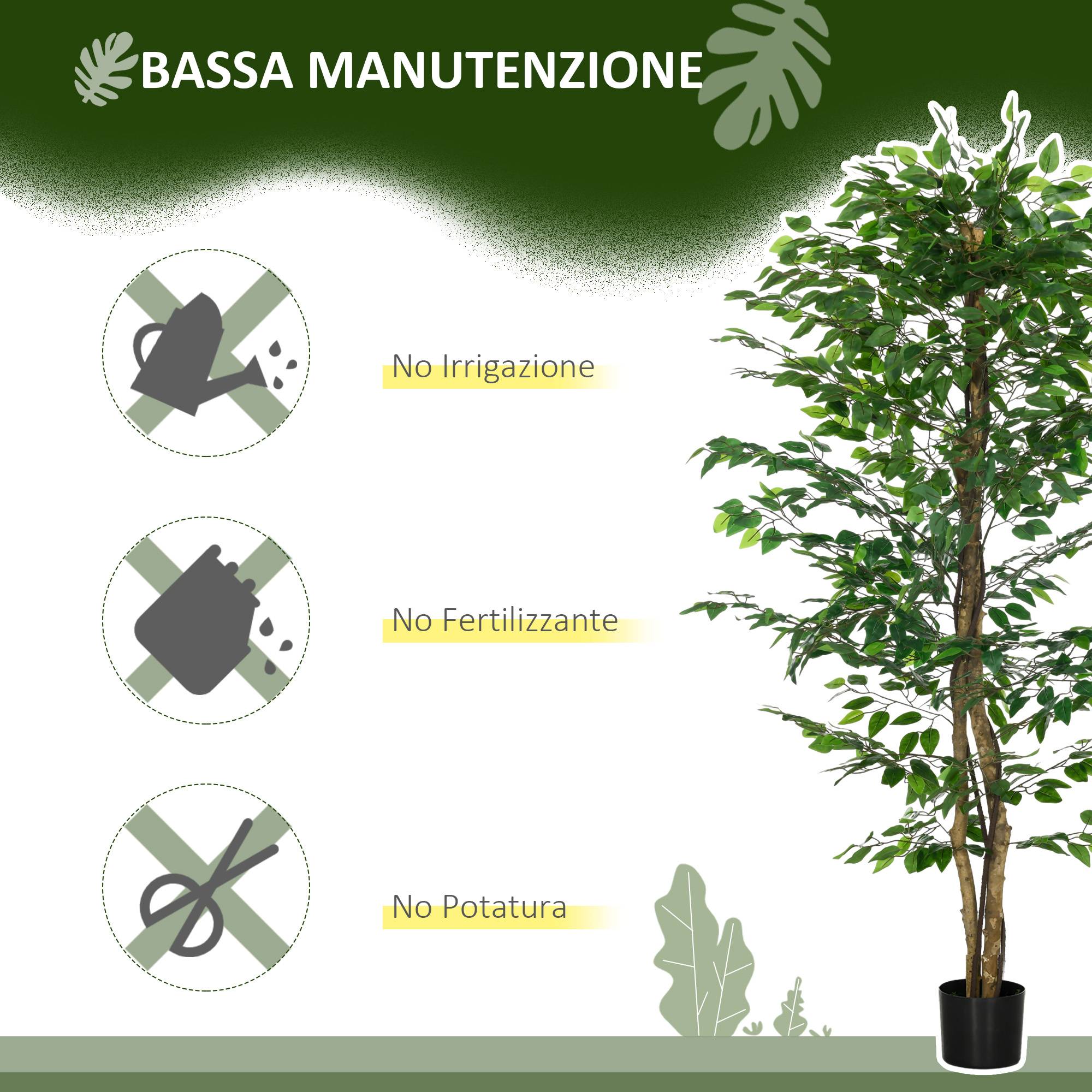 Ficus artificiel 180cm intérieur avec pot métal rempli, vert - Image 7