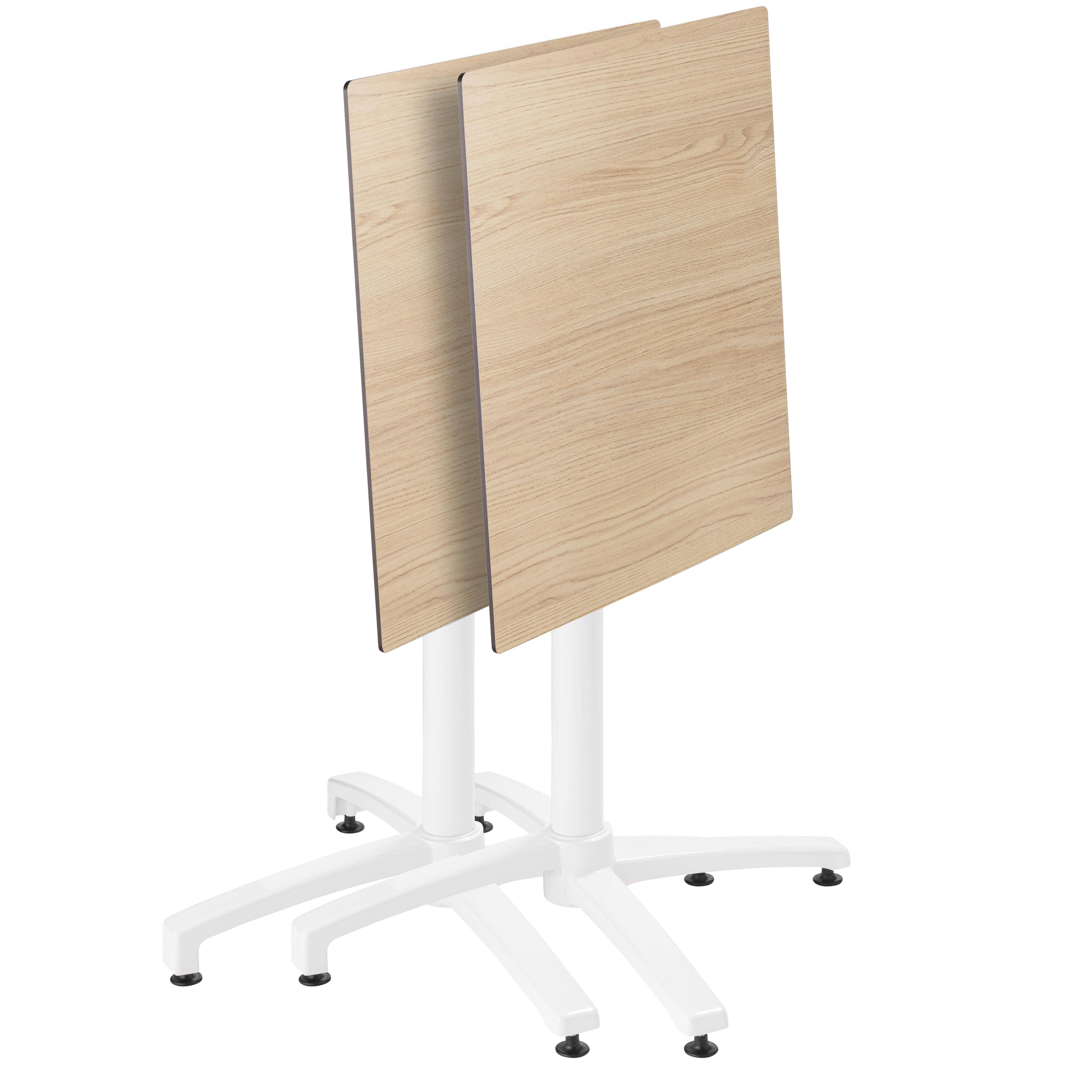 Oviala - Ensemble table 70 cm chêne naturel et 4 chaises en métal blanc - Oviala - Imagen 3
