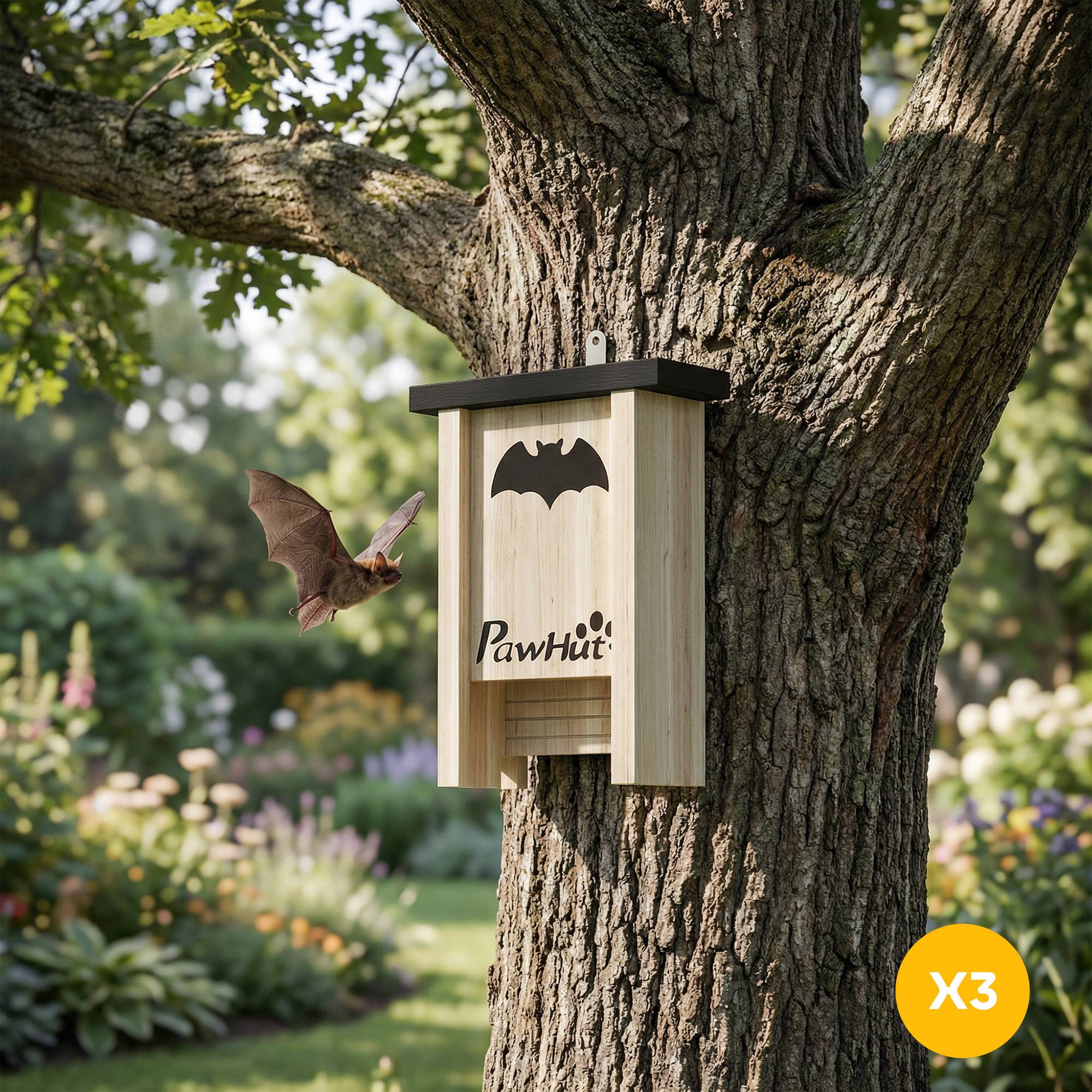 Lot de 3 nichoirs à chauves-souris en bois extérieur jardin potager, facile à suspendre,18x6x22,5cm - Image 3