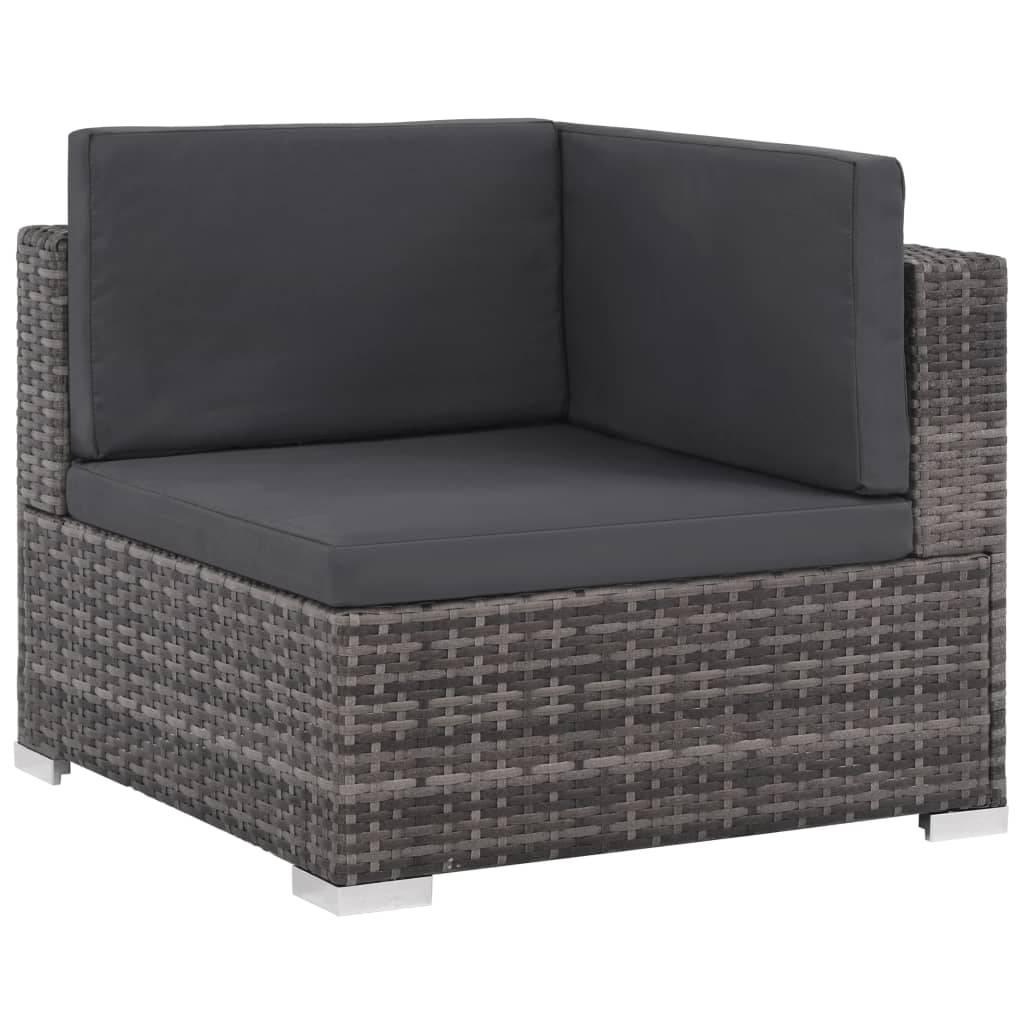 Helloshop26 - Salon de jardin meuble d'extérieur ensemble de mobilier 6 pièces avec coussins résine tressée gris - Imagen 3