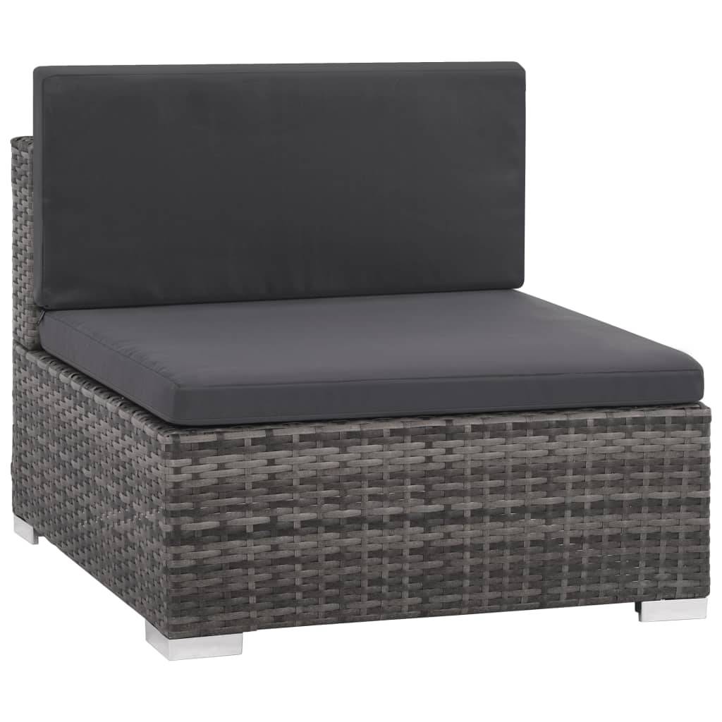 Helloshop26 - Salon de jardin meuble d'extérieur ensemble de mobilier 6 pièces avec coussins résine tressée gris - Imagen 4