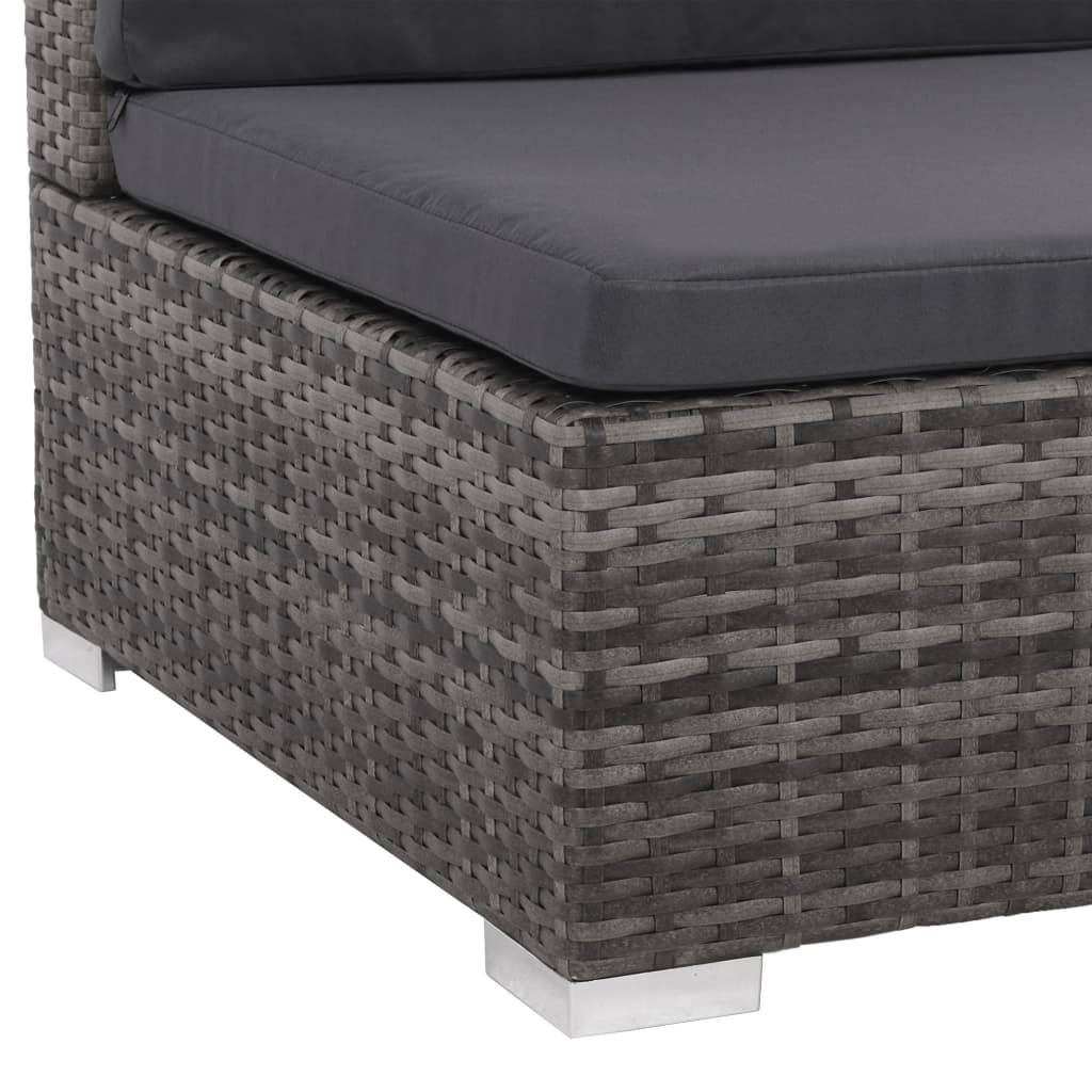 Helloshop26 - Salon de jardin meuble d'extérieur ensemble de mobilier 6 pièces avec coussins résine tressée gris - Imagen 5