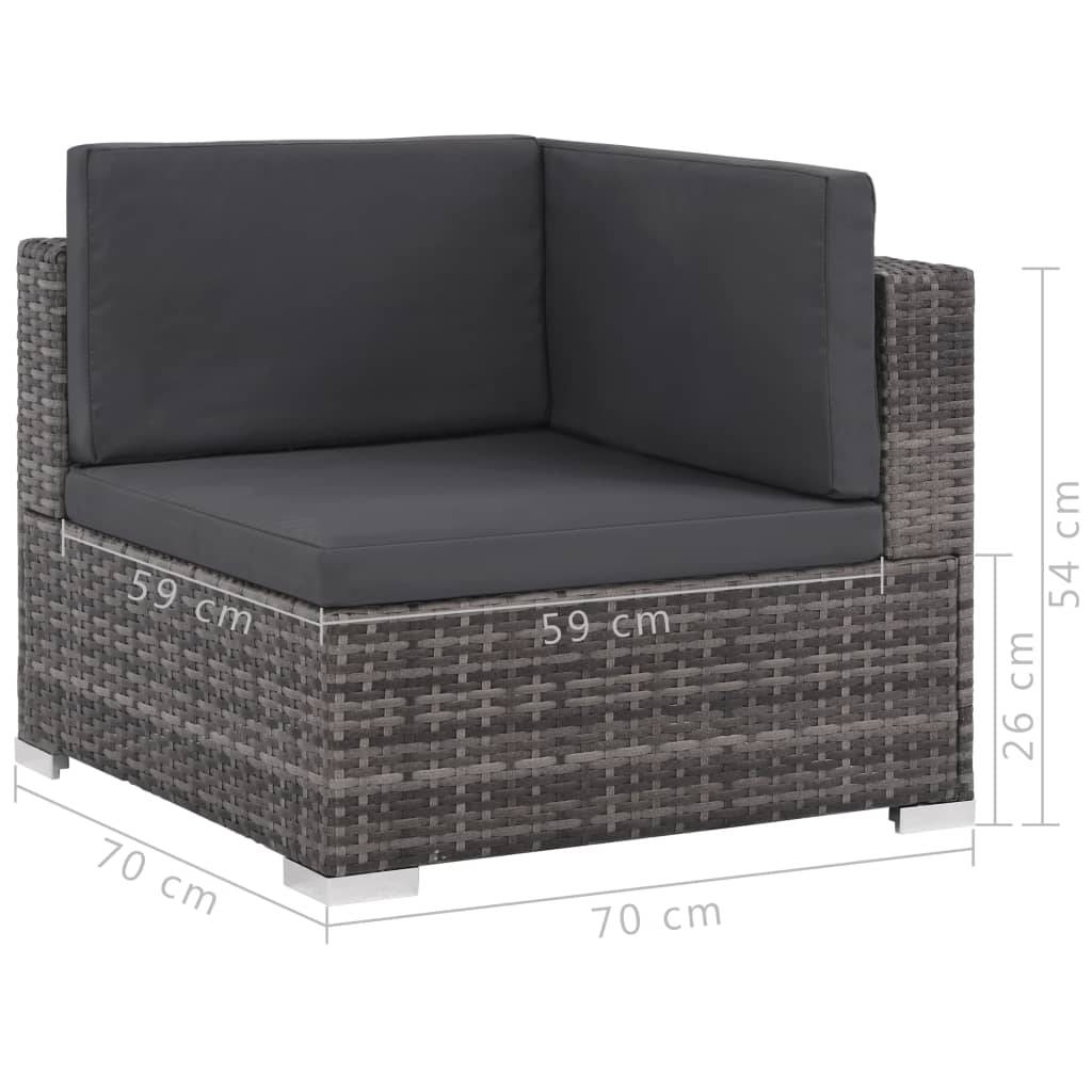 Helloshop26 - Salon de jardin meuble d'extérieur ensemble de mobilier 6 pièces avec coussins résine tressée gris - Imagen 7