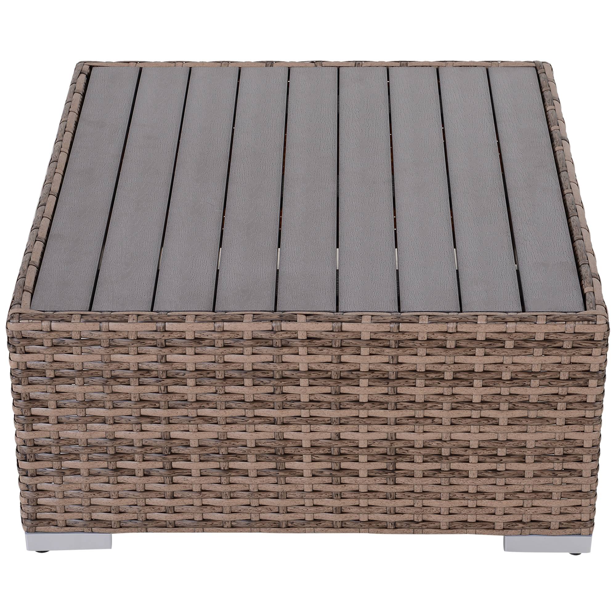 Salon de jardin rotin 7 pcs avec table et canapé modulable avec coussins, gris - Image 10