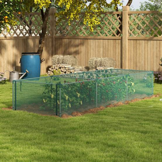 Tente Protection Potager Filet Anti-Insectes 373x125cm Porte Zippée Acier Vert - ComfortXL Outdoor Living - Image 1
