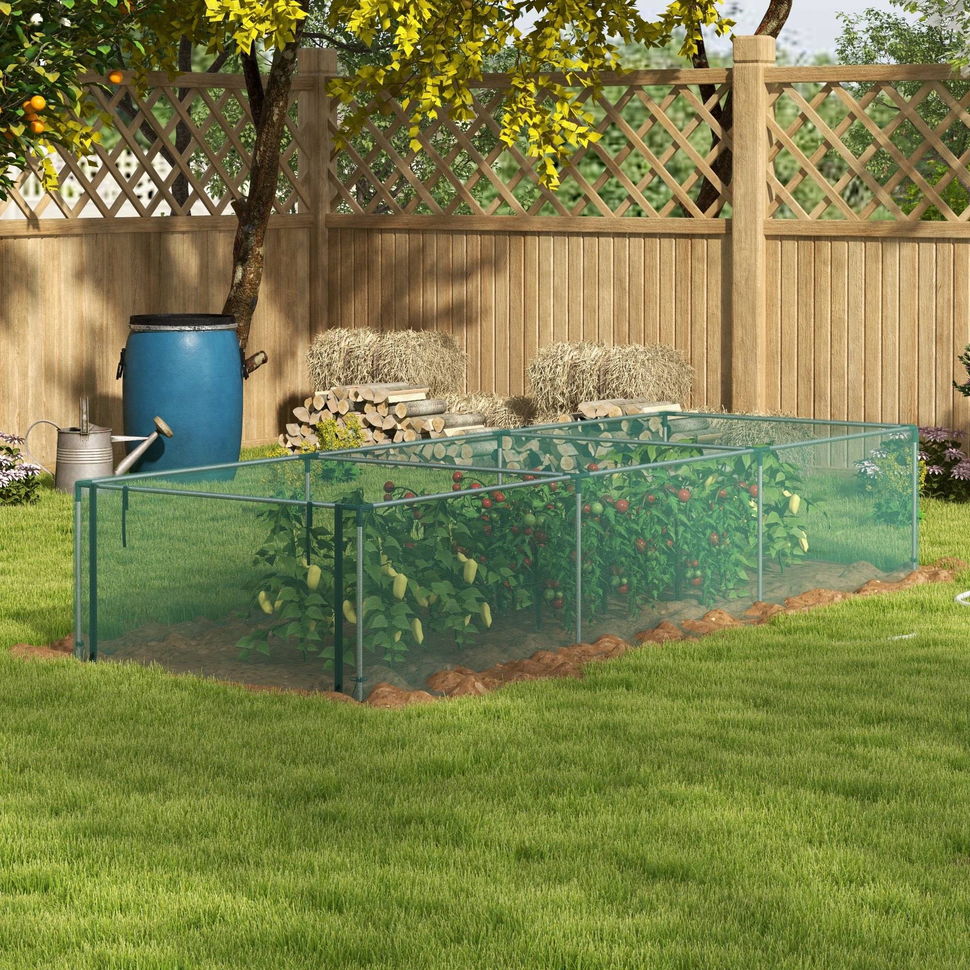 Tente Protection Potager Filet Anti-Insectes 373x125cm Porte Zippée Acier Vert - ComfortXL Outdoor Living - Image 1